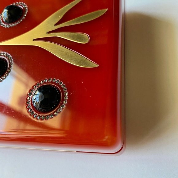 RARE Thalé Blanc Women's Red with Black Pearls Morning Dew Luxe Clutch ($2500) - Picture 8 of 12